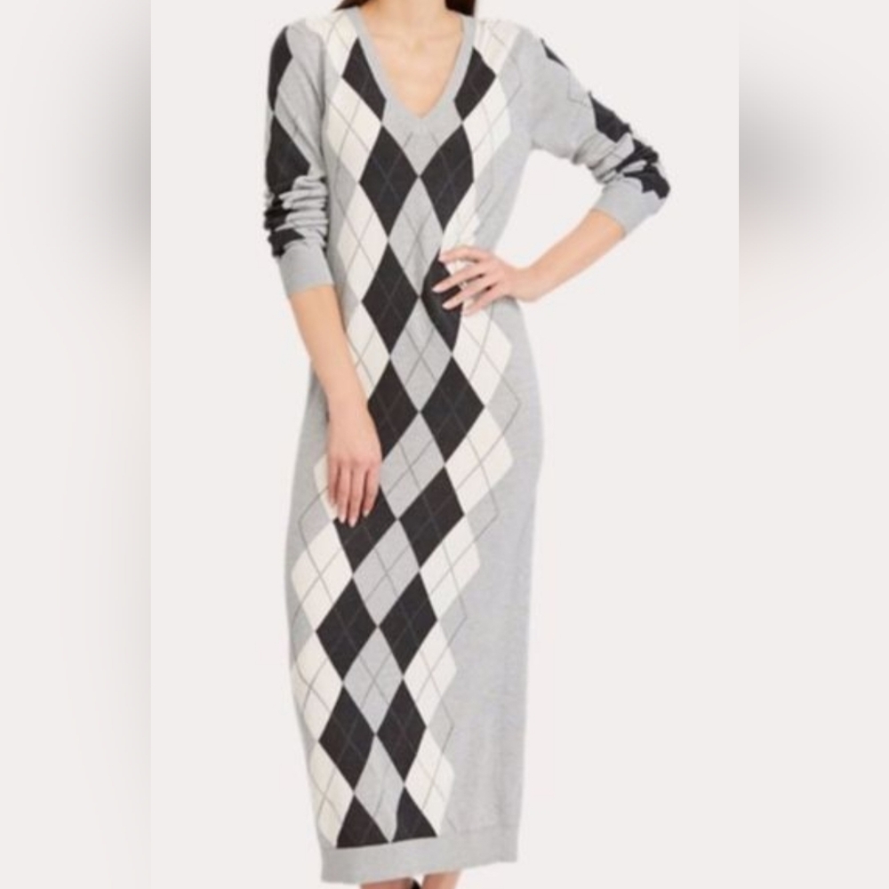 NWT Ralph Lauren Argyle Sweater Dress size M